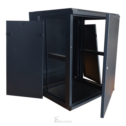 Rack de 12U puerta metálica sección doble abatible Safewell - SKU: SM02-6612-B