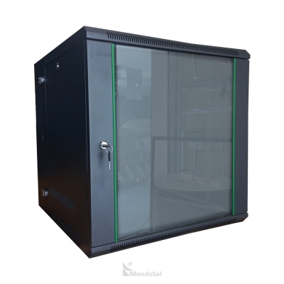 Rack de 9U puerta vidrio templado Sección Doble Abatible Nitrotel - SKU: NTDWC9U600