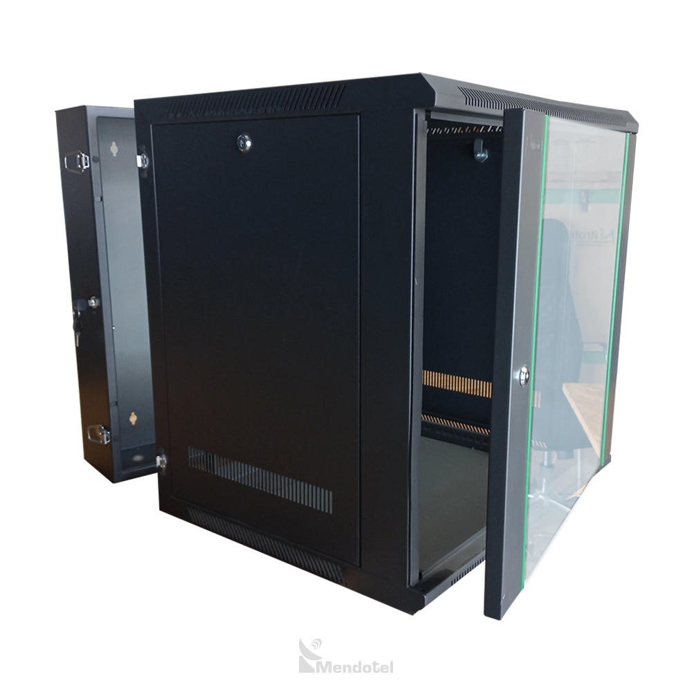 Rack de 12U puerta vidrio templado Sección Doble Abatible Nitrotel ...